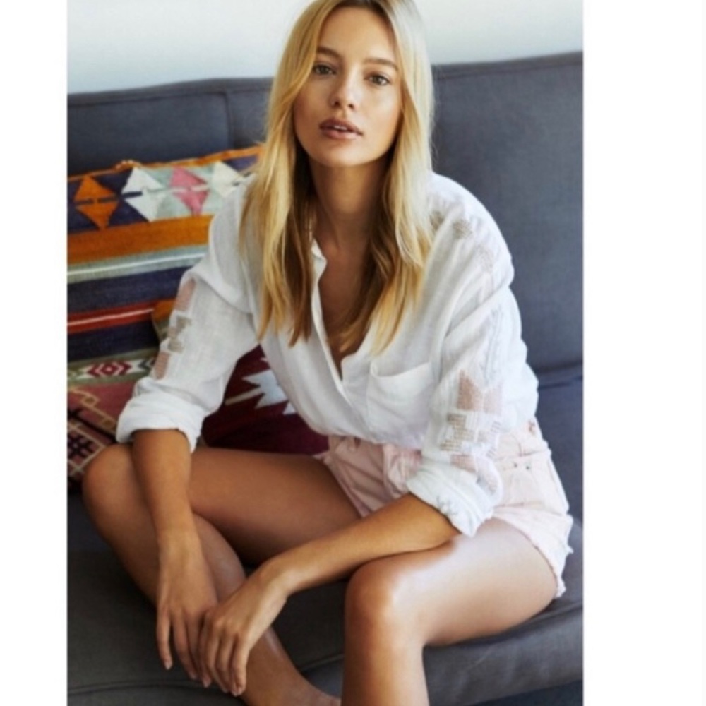 Rails Anthropologie embroidered button up shirt M